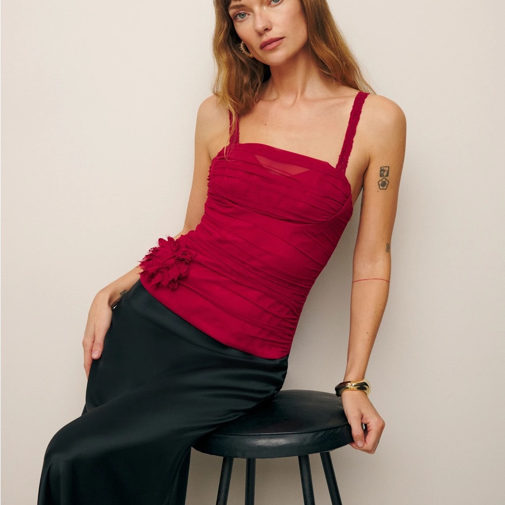 Vintage Piera Top with lace beaded straps corset structure, from Reformation